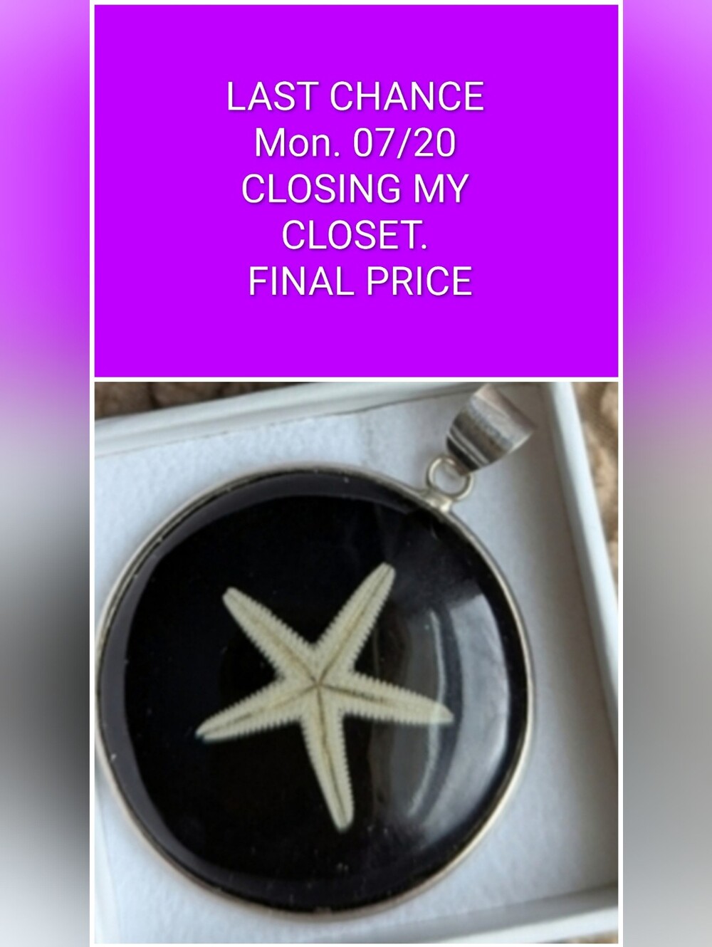 Starfish Resin Pendant Necklace in Black
